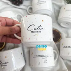 Xícara Personalizada para Padrinhos de Casamento | Caneca Madrinha com Nome | Presente Padrinhos e Dindos 180ml