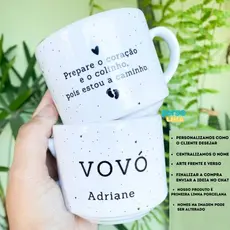 Kit Xícaras Personalizadas com Nome | Presente para Padrinhos de Batismo, Dindos, Madrinha, Vovó e Vovô