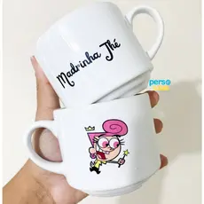 Xícara Personalizada Os Padrinhos Mágicos com Nome | Presente para Vovó, Vovô, Dindos, Padrinhos de Batismo e Madrinha