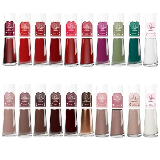 Kit 20 Esmaltes Clássicos ANYLOVY Alta Cobertura Secagem Rápida e Cores Elegantes