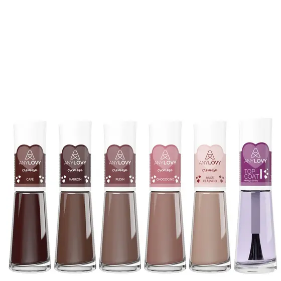 Kit 6 Esmaltes Clássicos Cappuccino Cremoso Anylovy – Elegância e Sofisticação
