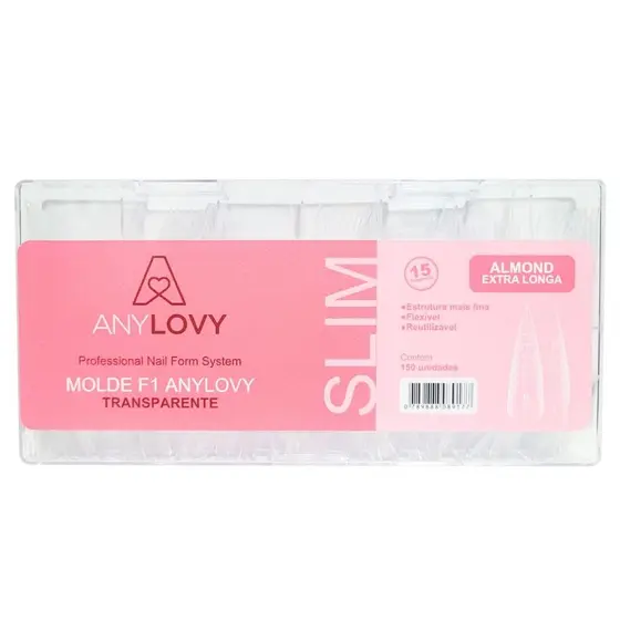 Molde F1 Slim Almond Extra Longa AnyLovy Zero Milímetro 150 Unidades