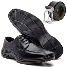 Sapato Social Masculino Oxford Confortável Classico + Cinto Dupla Face