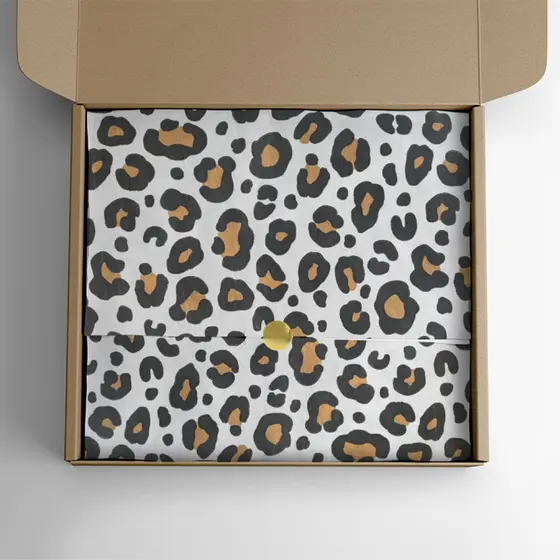 Papel de Seda Premium 100 Folhas Estampa Onça Embalagens Roupas Lojas Artesanato Presentes Sofisticado