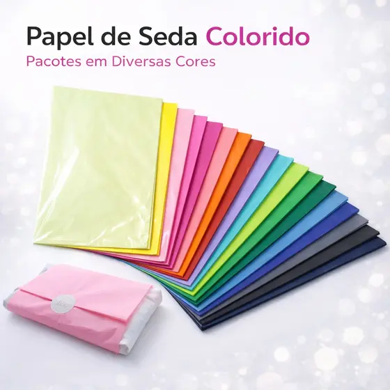 Papel De Seda Colorido Premium 60x48cm - 50 Folhas Grandes