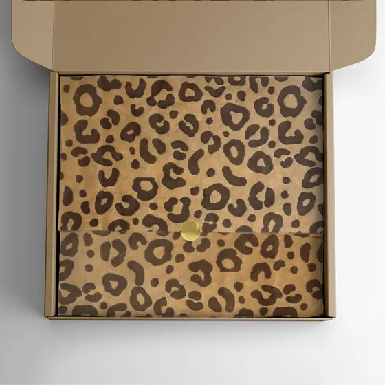 Papel de Seda Kraft Premium Estampa Onça 50 Folhas Para Lojas Embrulho Presente Roupas Artesanato Sofisticado