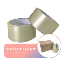 Fita Adesiva Larga Transparente 45mm x 45mts 1 Rolo Para Caixas Papelão E-Commerce Mudança Boa Colagem e Fixação