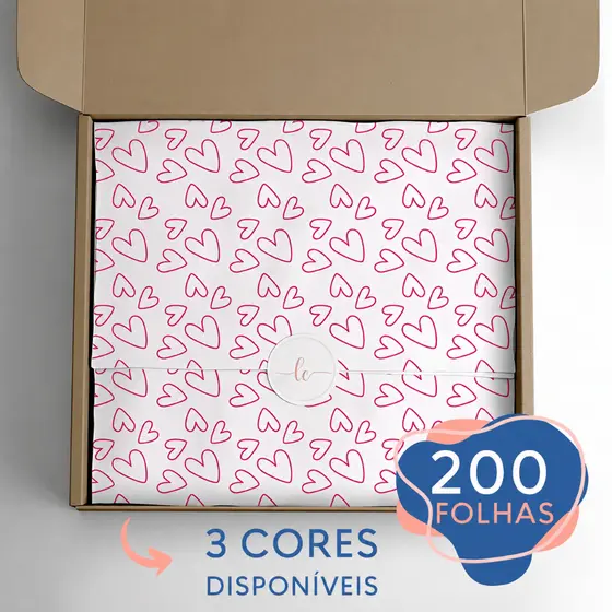 200 Folhas Papel De Seda Premium Coração 35x50cm Nas Cores Rosa, Preto ou Vermelho Para Artesanato Lojas Cosméticos