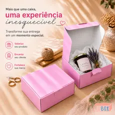 Caixa de Papelão Rosa Premium 20x16x7cm E-Commerce Presente Cosméticos Doces Resistente Sofisticado