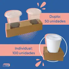 Porta Copo de Papelão Individual ou Duplo Para Delivery Bebidas Açaí Sucos Sorvete Café Milk Shake Ifood Resistente