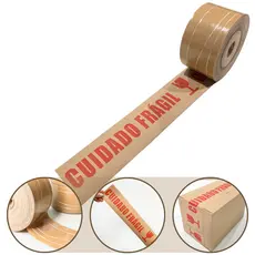 Fita Gomada Reforçada 70mm x 70mts Cuidado Frágil ou Lisa Para Fechar Caixas Papelão Embalagem Envio E-Commerce Mudança