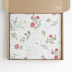 Papel de Seda Premium Estampa Flores 30x68cm Delicado e Sofisticado Para Lojas Roupas Presentes Cestas e Artesanato