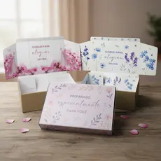 Caixa de Papelão Floral Premium 20x16x7cm E-Commerce Sofisticada Envios Presente Roupas Artesanato Doces Cosméticos