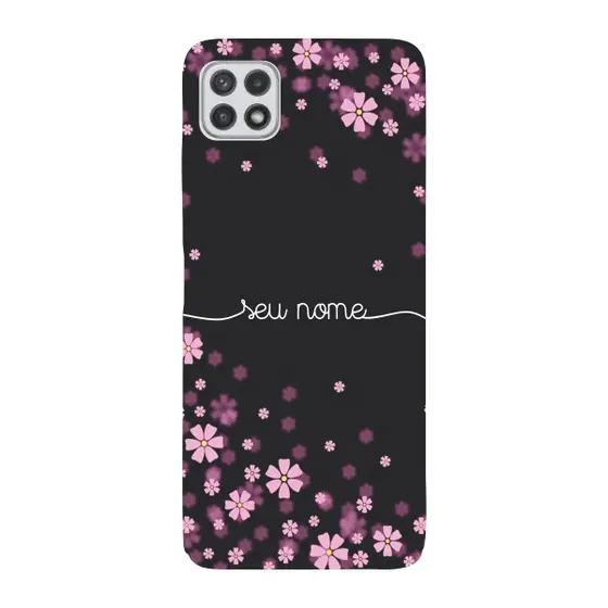 Capinha para Samsung A22 5G Anti Impacto Personalizada - Flores Lilás com nome