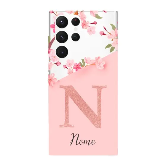 Capinha para Samsung S22 Ultra Anti Impacto Personalizada - Delicate Flowers com nome e fundo transparente