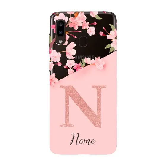 Capinha para Samsung A20 Anti Impacto Personalizada - Delicate Flowers com nome e fundo transparente