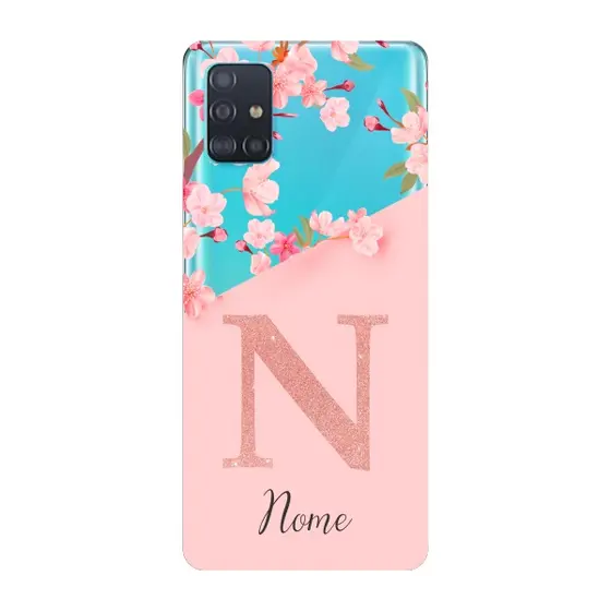 Capinha para Samsung A51 Anti Impacto Personalizada - Delicate Flowers com nome e fundo transparente