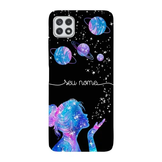 Capinha para Samsung A22 5G Anti Impacto Personalizada - Menina Universo com nome manuscrito