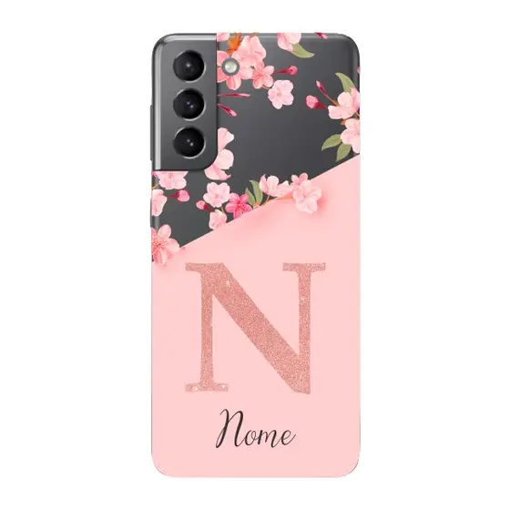 Capinha para Samsung S21 FE Anti Impacto Personalizada - Delicate Flowers com nome e fundo transparente