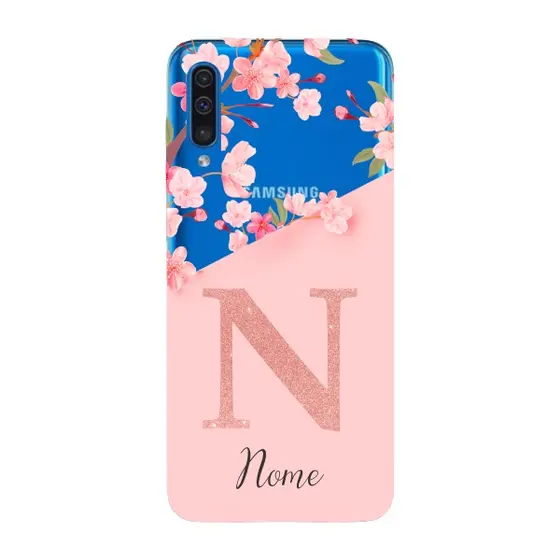 Capinha para Samsung A30s Anti Impacto Personalizada - Delicate Flowers com nome e fundo transparente