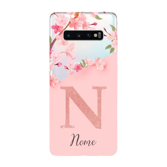 Capinha para Samsung S10 Plus Anti Impacto Personalizada - Delicate Flowers com nome e fundo transparente