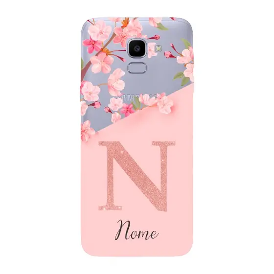 Capinha para Samsung J6 Anti Impacto Personalizada - Delicate Flowers com nome e fundo transparente