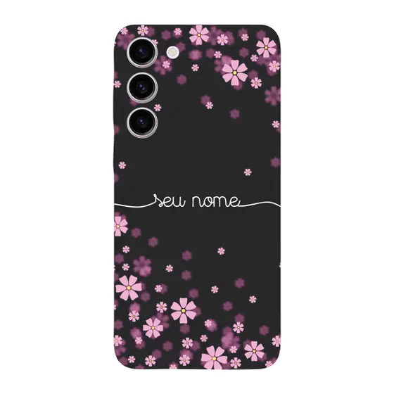 Capinha para Samsung S23 FE Anti Impacto Personalizada - Flores Lilás com nome