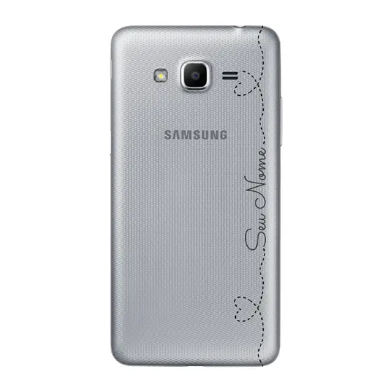 Capinha para Samsung Gran Prime Anti Impacto Personalizada - Nome na lateral e fundo transparente