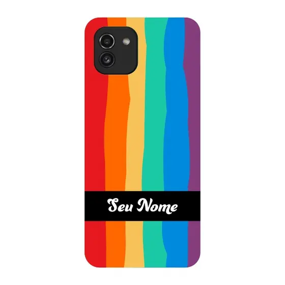 Capinha para Samsung A03 Anti Impacto Personalizada - Arco Íris Colorido LGBT LGBTQIA+ com nome