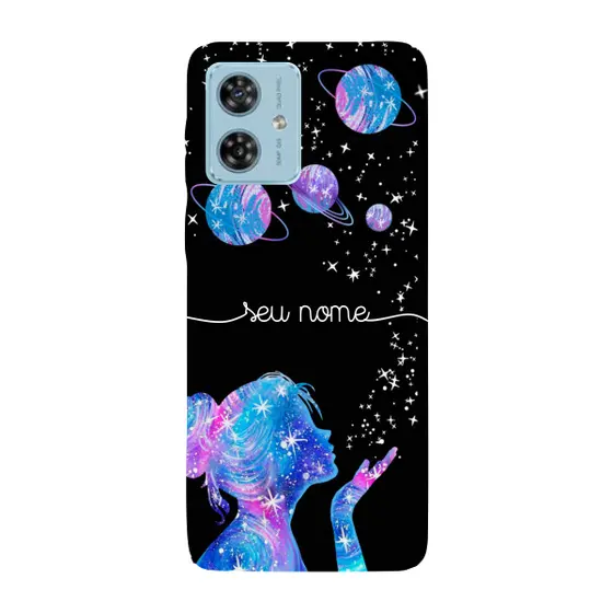 Capinha para Moto G54 Anti Impacto Personalizada - Menina Universo com nome manuscrito
