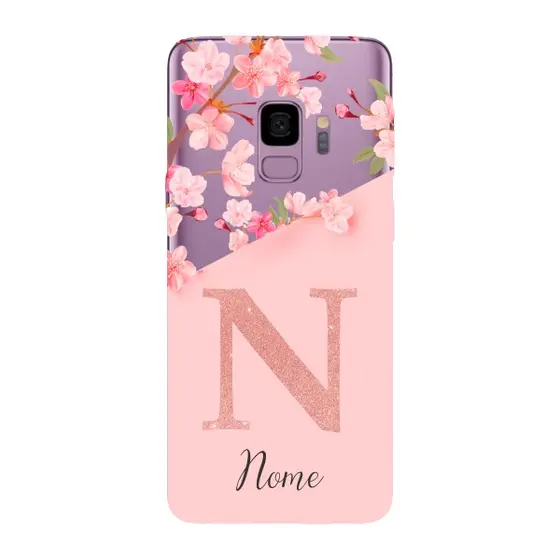 Capinha para Samsung S9 Anti Impacto Personalizada - Delicate Flowers com nome e fundo transparente
