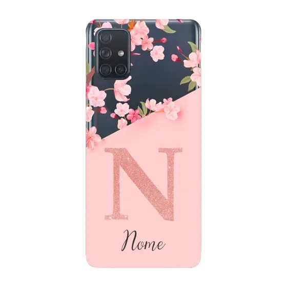 Capinha para Samsung A71 Anti Impacto Personalizada - Delicate Flowers com nome e fundo transparente