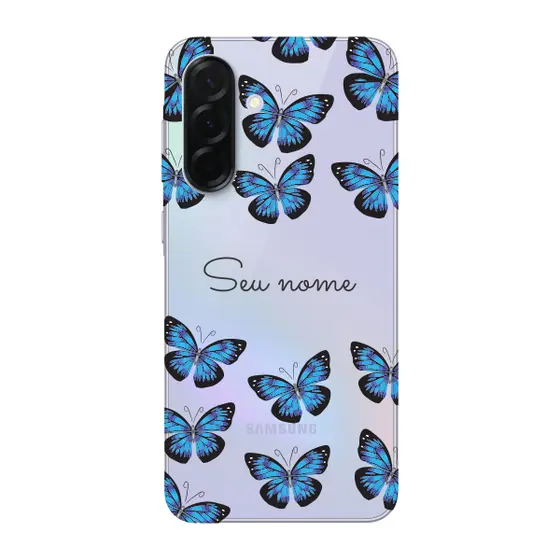 Capinha para Samsung A36 Anti Impacto Personalizada - Borboletas azuis com nome