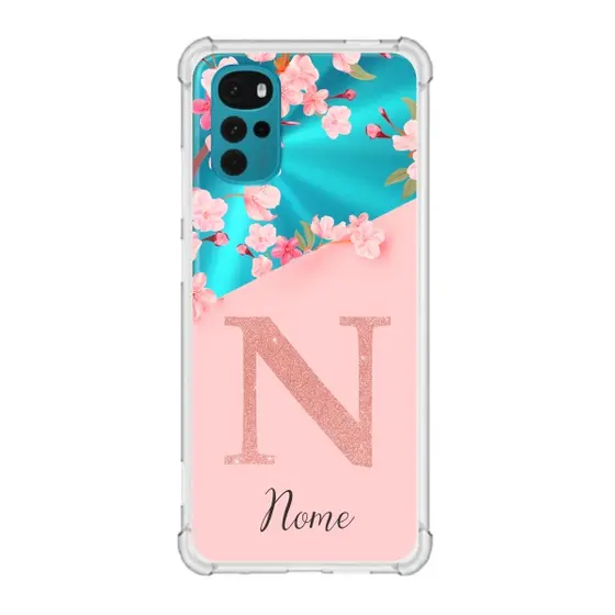 Capinha para Moto G22 Anti Impacto Personalizada - Delicate Flowers com nome e fundo transparente
