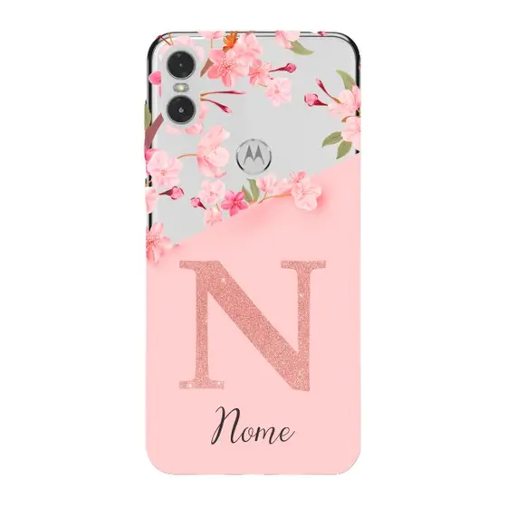 Capinha para Moto One Anti Impacto Personalizada - Delicate Flowers com nome e fundo transparente