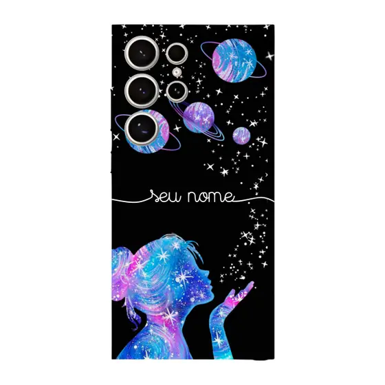 Capinha para Samsung S24 Ultra Anti Impacto Personalizada - Menina Universo com nome manuscrito