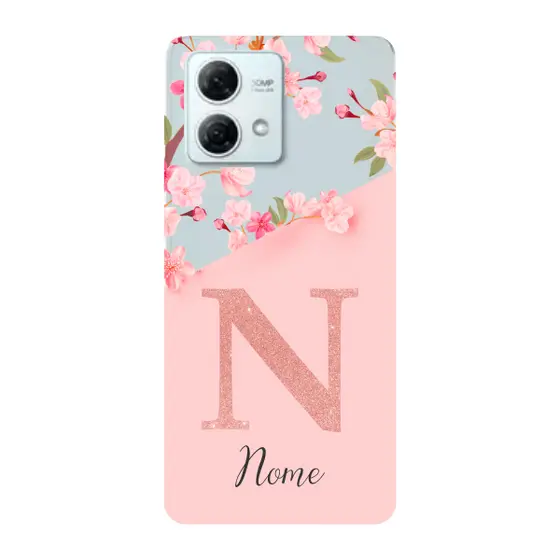 Capinha para Moto G84 Anti Impacto Personalizada - Delicate Flowers Rosa com nome e inicial