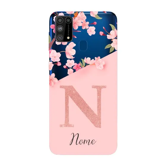 Capinha para Samsung M21 Anti Impacto Personalizada - Delicate Flowers com nome e fundo transparente