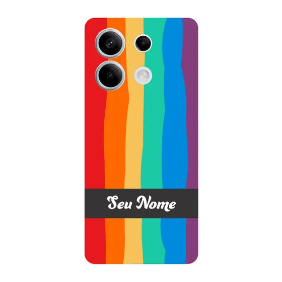 Capinha para Xiaomi RedMi Note 13 5G Anti Impacto Personalizada - Arco Íris Colorido LGBT LGBTQIA+ com nome