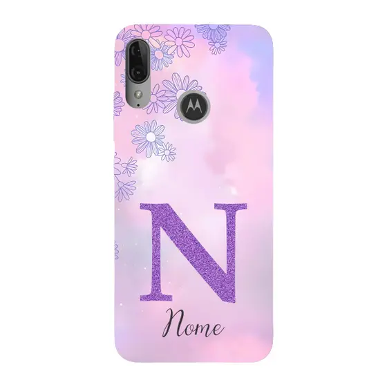 Capinha para Moto E6 Plus Anti Impacto Personalizada - Delicate Flowers Lilás com nome