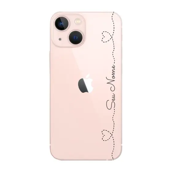 Capinha para iPhone 13 Mini Anti Impacto Personalizada - Nome na lateral e fundo transparente