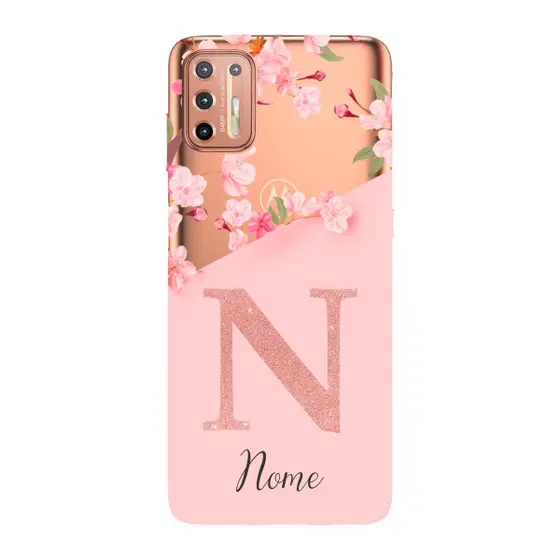 Capinha para Moto G9 Plus Anti Impacto Personalizada - Delicate Flowers com nome e fundo transparente