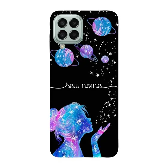 Capinha para Samsung M53 5G Anti Impacto Personalizada - Menina Universo com nome manuscrito