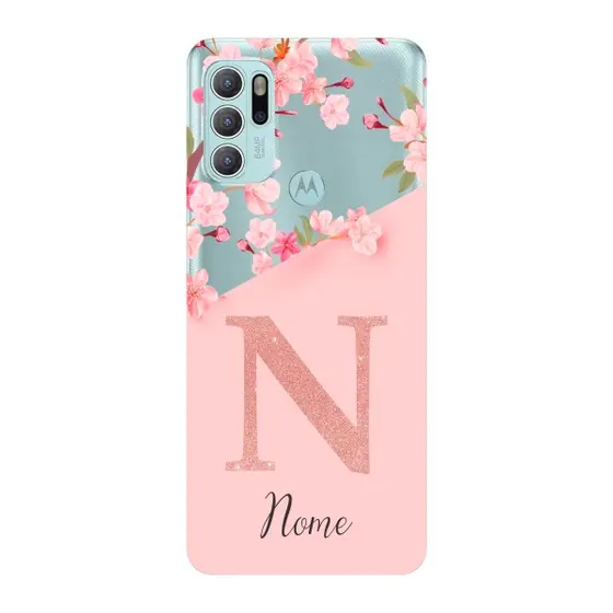 Capinha para Moto G60s Anti Impacto Personalizada - Delicate Flowers com nome e fundo transparente