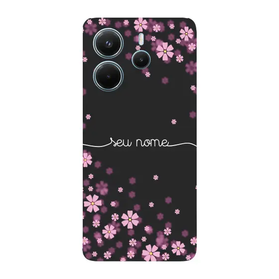 Capinha para Xiaomi RedMi Note 14 4G Anti Impacto Personalizada - Flores Lilás com nome