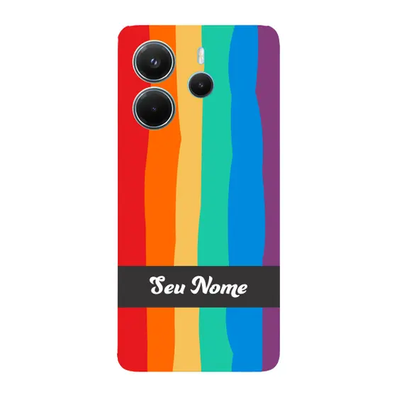 Capinha para Xiaomi RedMi Note 14 4G Anti Impacto Personalizada - Arco Íris Colorido LGBT LGBTQIA+ com nome