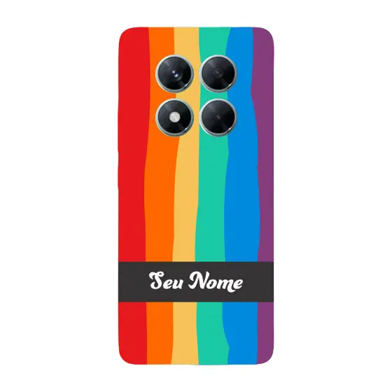 Capinha para Xiaomi RedMi Note 14 Pro 5G Anti Impacto Personalizada - Arco Íris Colorido LGBT LGBTQIA+ com nome