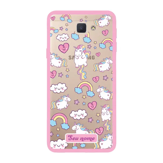 Capinha para Samsung J5 Prime Anti Impacto Personalizada - Unicórnio com nome e fundo transparente