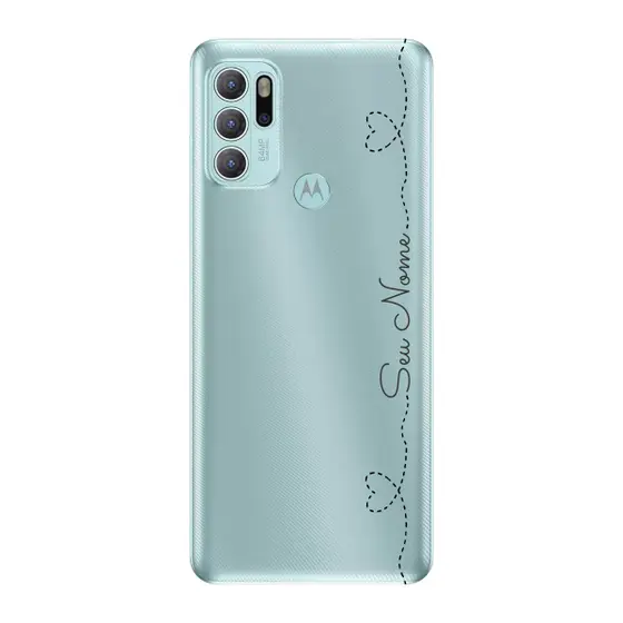 Capinha para Moto G60s Anti Impacto Personalizada - Nome na lateral e fundo transparente