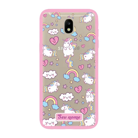 Capinha para Samsung J5 Pro Anti Impacto Personalizada - Unicórnio com nome e fundo transparente